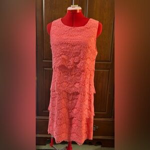 Jessica Simpson Coral Pink Lace Trim Dress